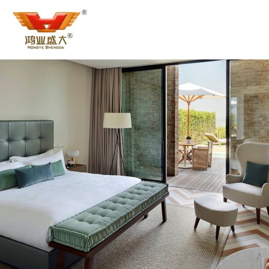 Modern Simple Hotel Desk Full Bed Room Set