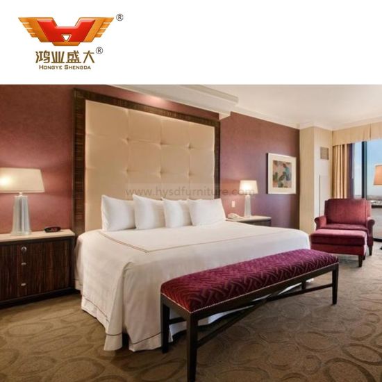 Customized Hotel MDF Double Bed Bedroom Furniture