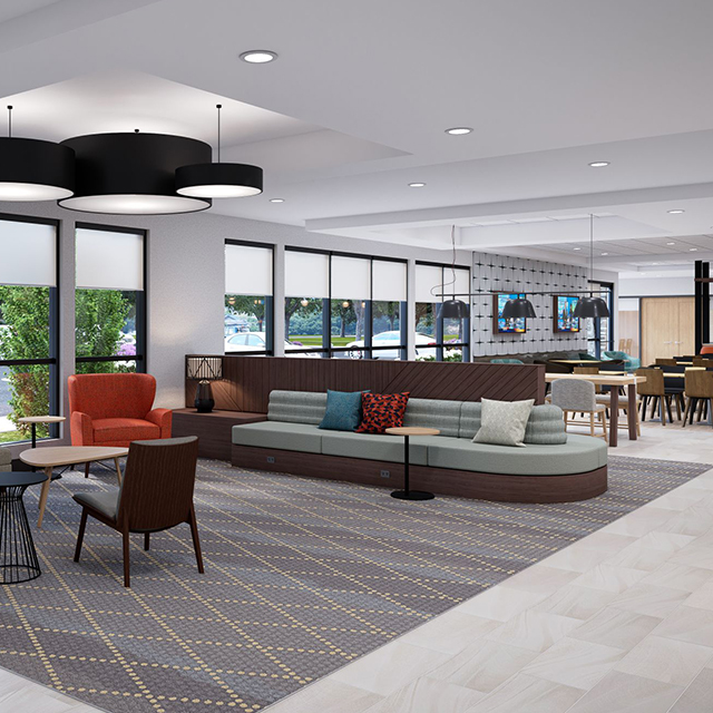 Eleganten sodoben kavč za prosti čas v preddverju Hilton