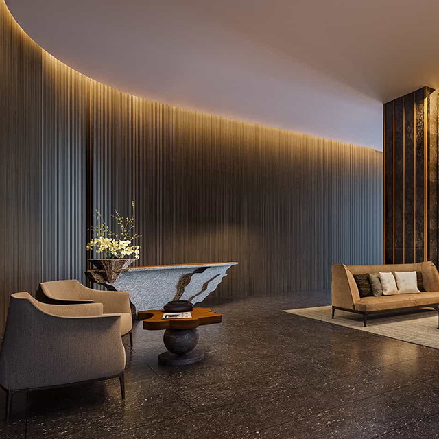 Panneaux muraux en bois d'h&ocirc;tel de d&eacute;coration int&eacute;rieure de fond direct d'usine de Foshan